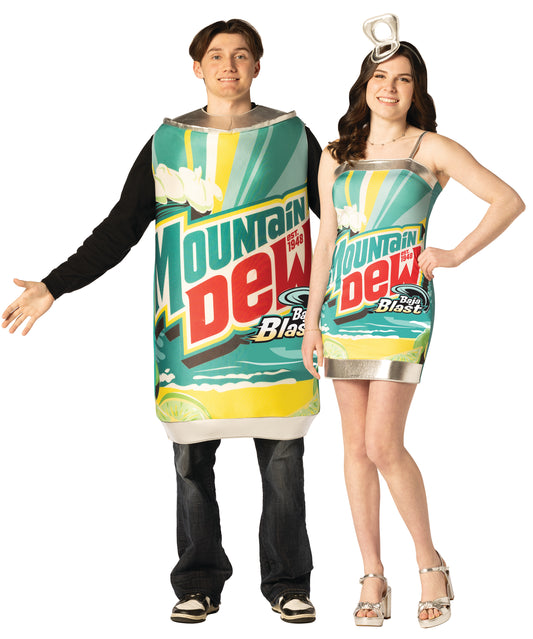 Dew Me Once - Mountain Dew Baja Blast Dress M & Tunic Couples Halloween Costume, Women's Size Medium & Adult One Size