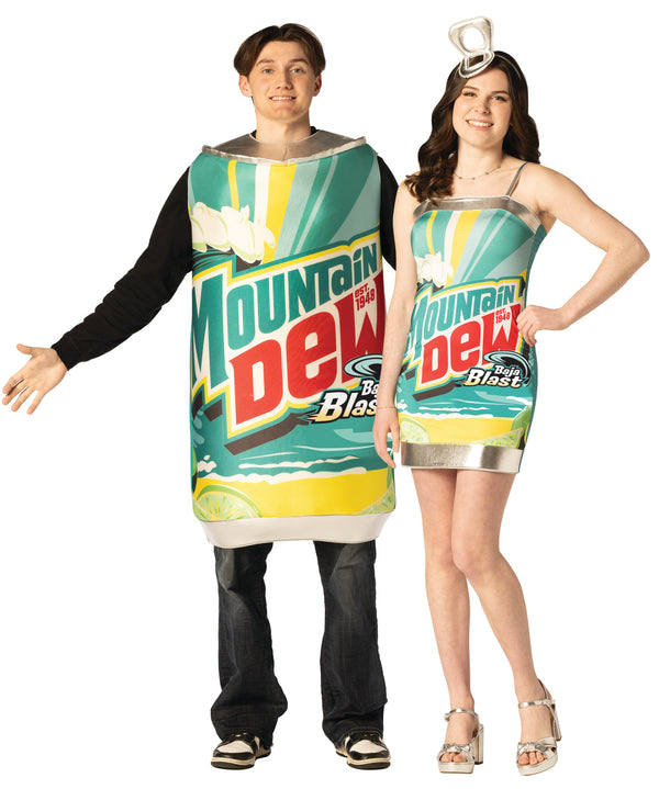 Dew Me Once - Mountain Dew Baja Blast Dress M & Tunic Couples Halloween Costume, Women's Size Medium & Adult One Size