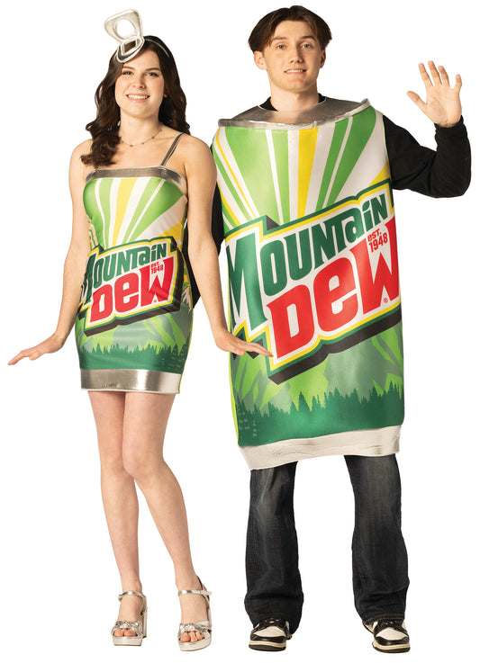 Dew Me Twice - Mountain Dew Dress & Tunic Couples Costume, Women's Size Medium and Men Adult One Size