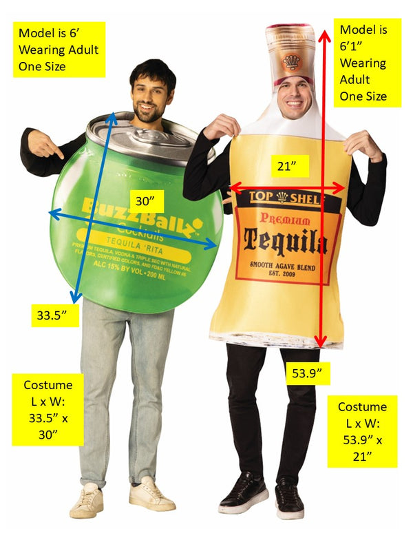 Tequila Rita Couple - BuzzBallz Tequila 'Rita & Tequila Bottle Couples Costume, Adult One Size