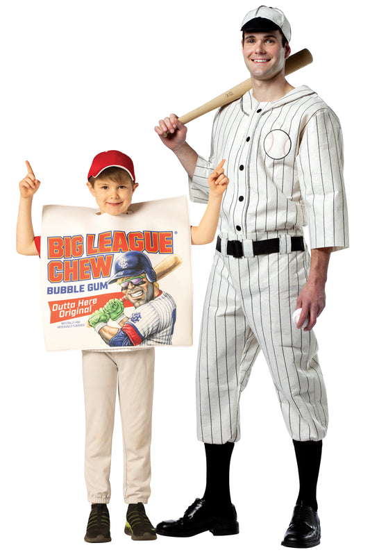 Big League Time - Old Tyme Player  & Big League Chew Gum Original Kids Bundle Costumes, Child Size 7-10 & Adult One Size