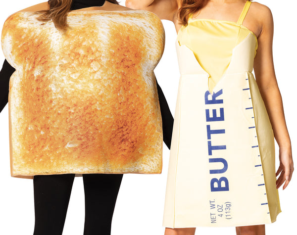 Hot Butter on Toast - Toast & Stick of Butter Dress Couples Costume, Adult One Size & Women's Size  2-8