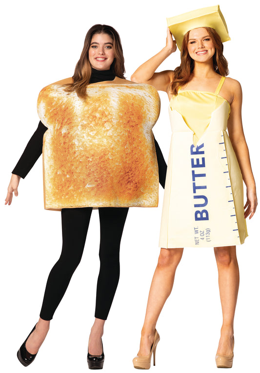 Hot Butter on Toast - Toast & Stick of Butter Dress Couples Costume, Adult One Size & Women's Size  2-8