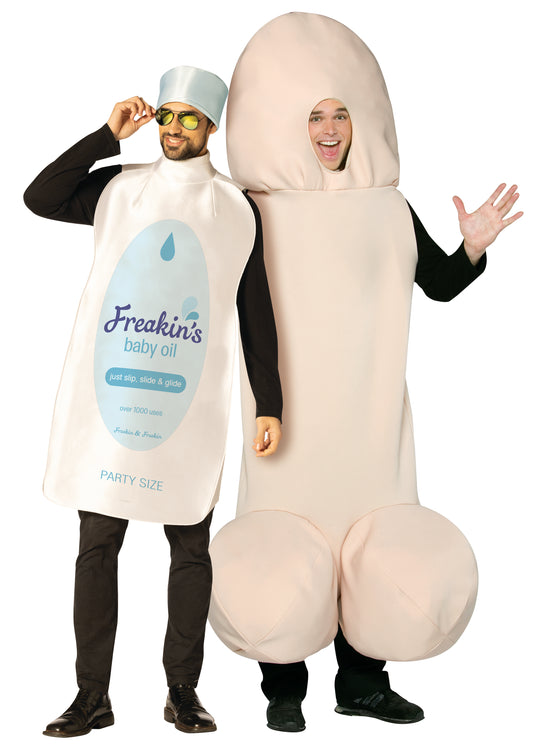 Baby Oil & Happy Halloweenie Couples Halloween Costume, Adult One Size