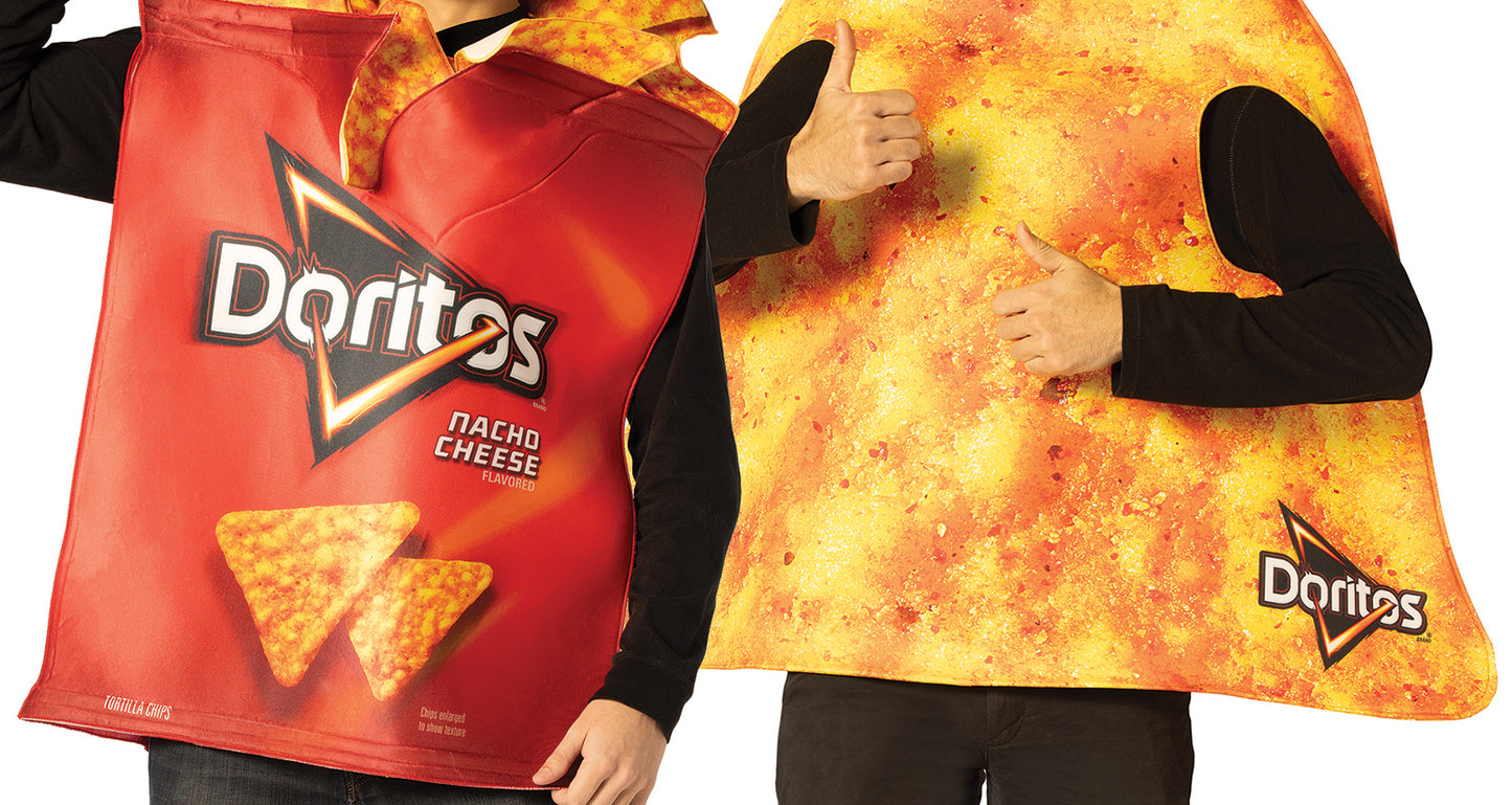 Doritos Couple - Dorito Nacho Cheese with Chips Tunic & Single Chip Couples Costume, Adult One Size
