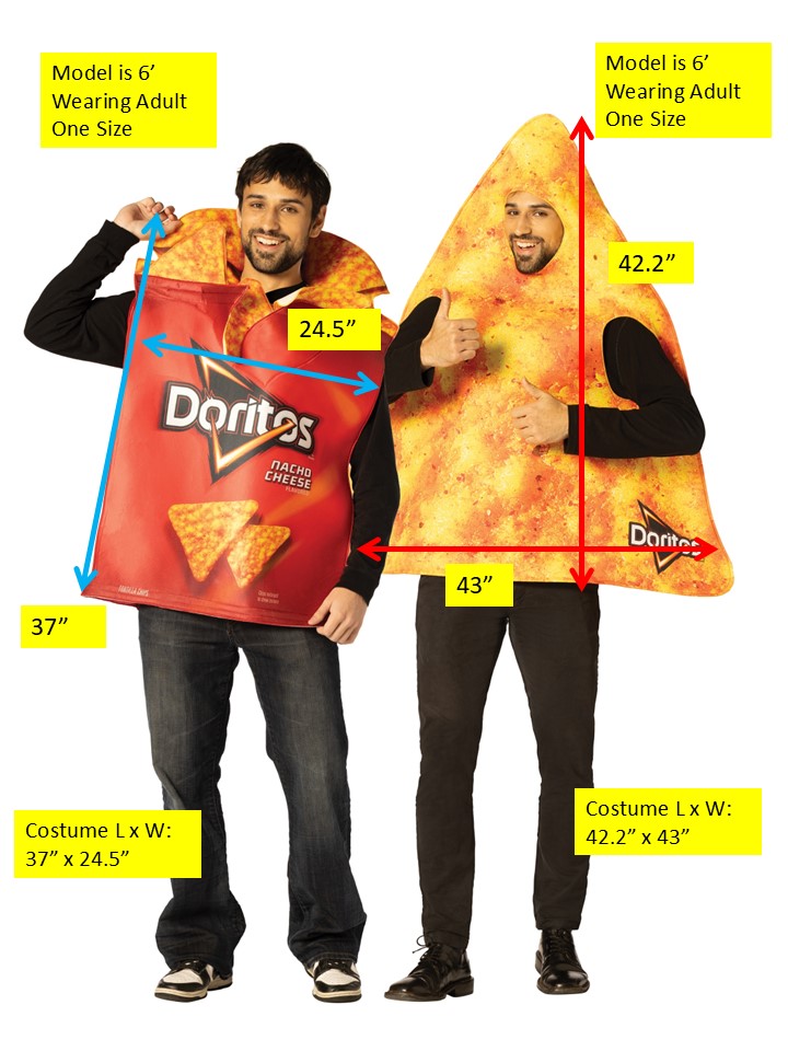 Doritos Couple - Dorito Nacho Cheese with Chips Tunic & Single Chip Couples Costume, Adult One Size
