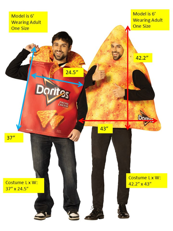 Doritos Couple - Dorito Nacho Cheese with Chips Tunic & Single Chip Couples Costume, Adult One Size