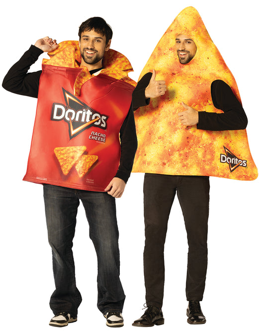 Doritos Couple - Dorito Nacho Cheese with Chips Tunic & Single Chip Couples Costume, Adult One Size