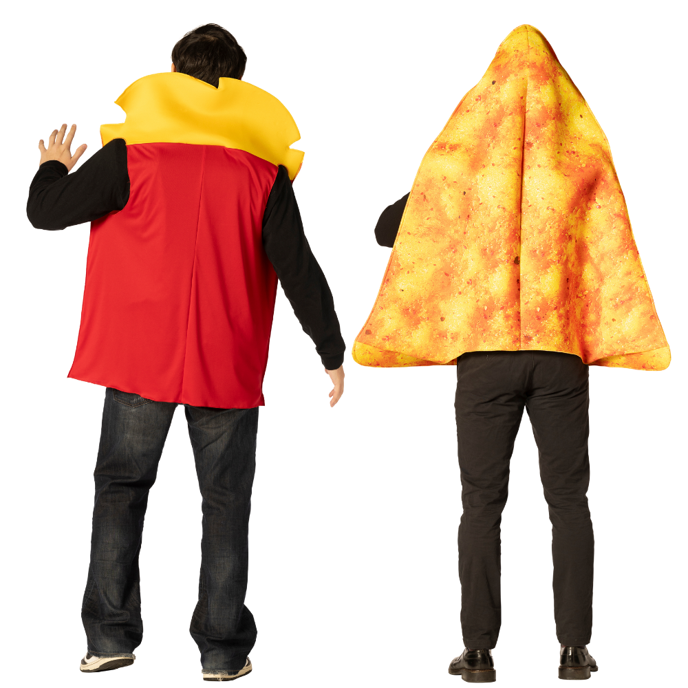Doritos Couple - Dorito Nacho Cheese with Chips Tunic & Single Chip Couples Costume, Adult One Size