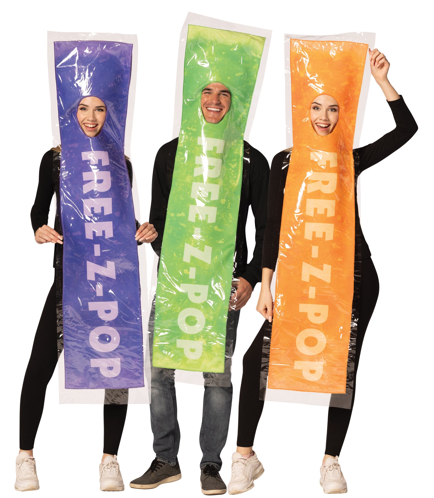 Free-Z-Pop 3 Pack Bundle Orange, Purple & Green Costume, Adult One Size