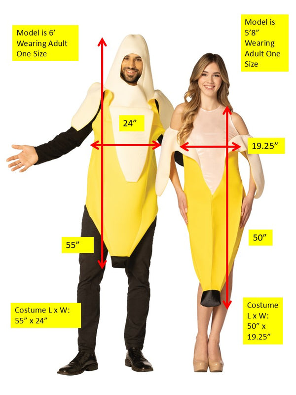 Peeled Banana Tunic & Peeled Banana Dress Couple Costume, Adult One Size & Women's Size 2-8