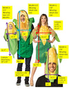 Family of Corn- Corn on the Cob Tunic, Corn on Cob Dress, Ear of Corn Hat, & Ear of Corn Bunting Group Costume, Men, Women & Baby, Various Sizes