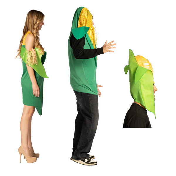Family of Corn- Corn on the Cob Tunic, Corn on Cob Dress, Ear of Corn Hat, & Ear of Corn Bunting Group Costume, Men, Women & Baby, Various Sizes