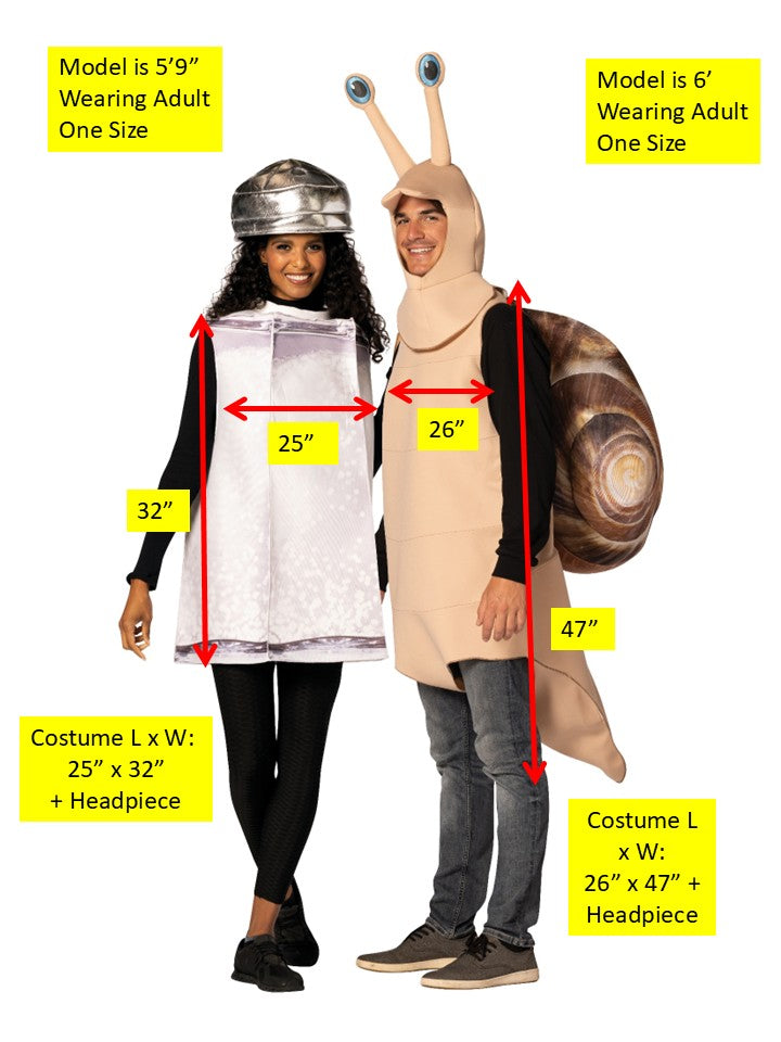Snail & Salt Shaker Bottle Couple Costume, Adult One Size