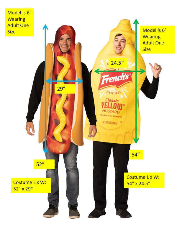 Grilled Hot Dog Ultimate & McCormick French's Mustard Couple Costume, Adult One Size
