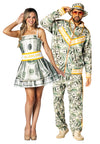 Money Dress & Money Suit Couple Costume, Women's Size 2-8 & Men's L-XL