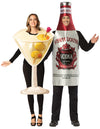 Dirty Martini Glass & Vodka Bottle Couple Costume, One Size Fits Most Adults