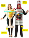 Dirty Martini Glass & Vodka Bottle Couple Costume, One Size Fits Most Adults