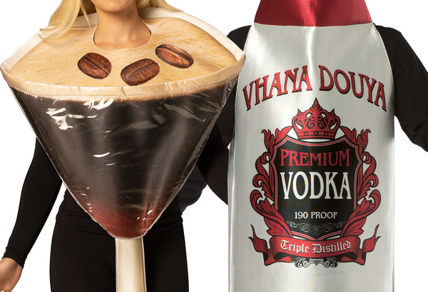 Espresso Martini Glass & Vodka Bottle Couple Costume, One Size Fits Most Adults