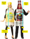 Vodka Bottle & Tonic Water Bottle with Hat Couple Costume, One Size Fits Most Adults