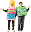 Laxative Package & Poop No Blasto Pink Tummy Relief Couple Costume, One Size Fits Most Adults