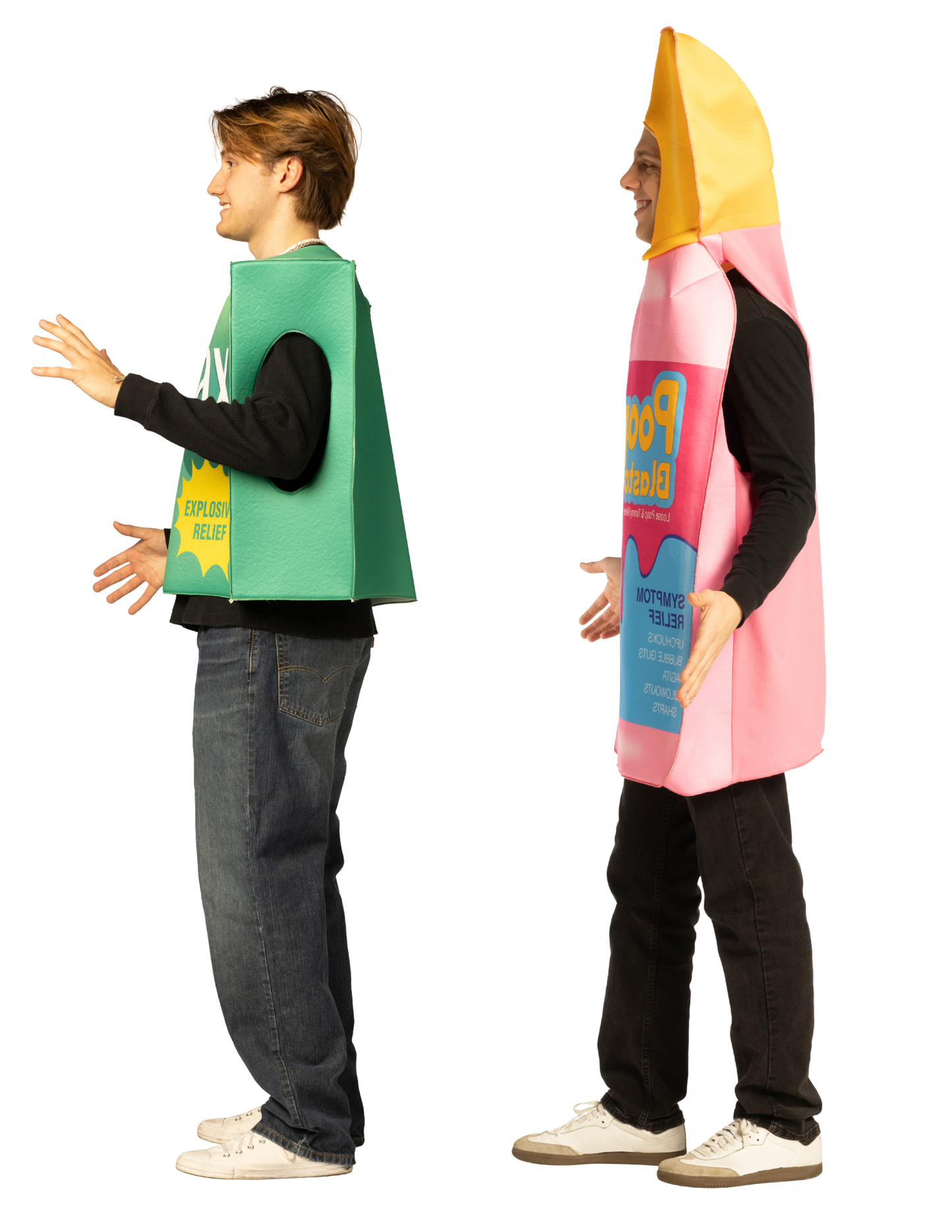 Laxative Package & Poop No Blasto Pink Tummy Relief Couple Costume, One Size Fits Most Adults