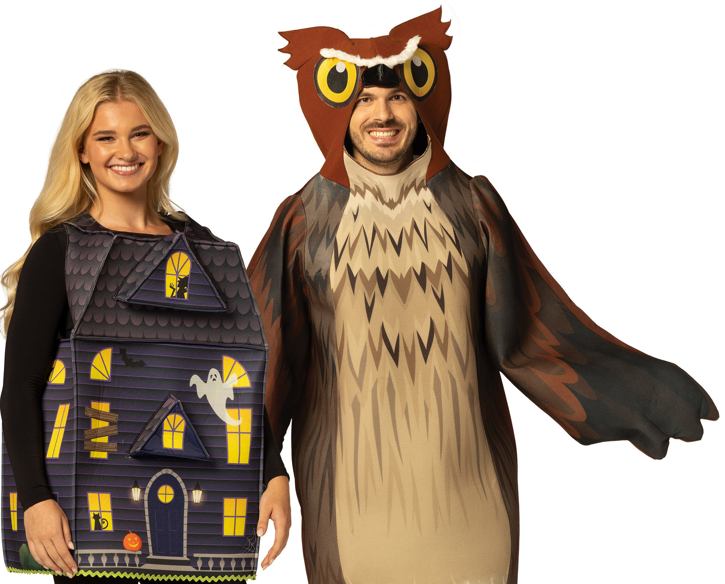 Owl & Haunted House Couple Costume, One Size Fits Most Adults