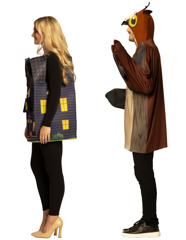 Owl & Haunted House Couple Costume, One Size Fits Most Adults
