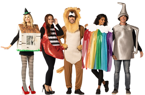 Tornado House, Lion, Rainbow with Cloud, Oil Can, & Ruby Shoe Group Costume, One Size Fits Most Adults