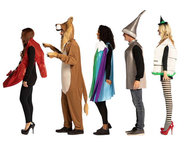 Tornado House, Lion, Rainbow with Cloud, Oil Can, & Ruby Shoe Group Costume, One Size Fits Most Adults