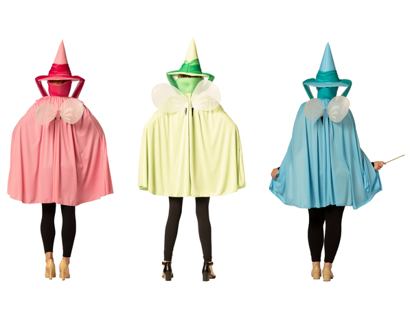 Fairy Godmother Hat, Cape, Wings & Wand, Blue, Green, & Pink Group Costume, One Size Fits Most Adults