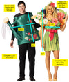 Floral Bouquet Dress & Flower Watering Can Couple Costume, Women's Size 6-10 & One Size Fits Most Adults