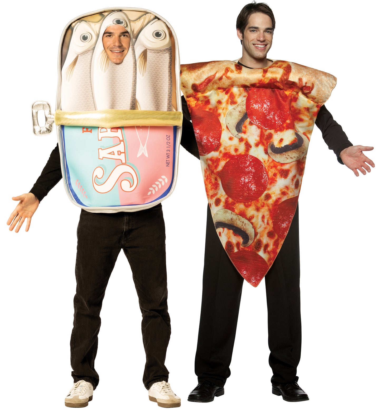 Sardines Can & Pizza Slice Couple Costume, One Size Fits Most Adults
