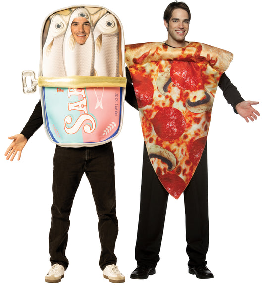 Sardines Can & Pizza Slice Couple Costume, One Size Fits Most Adults