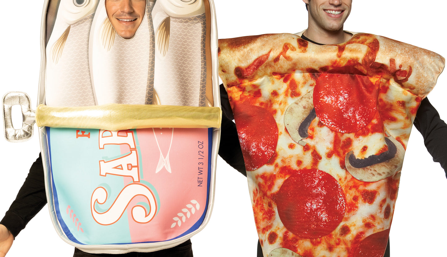 Sardines Can & Pizza Slice Couple Costume, One Size Fits Most Adults
