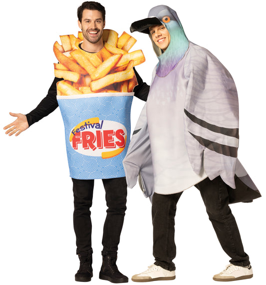 Pigeon & Festival Fries Bucket Couple Costume, One Size Fits Most Adults