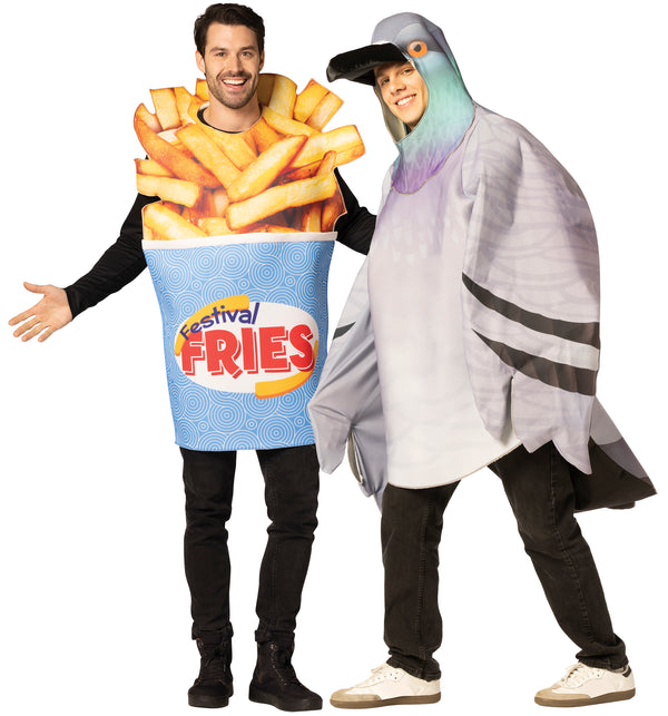 Pigeon & Festival Fries Bucket Couple Costume, One Size Fits Most Adults