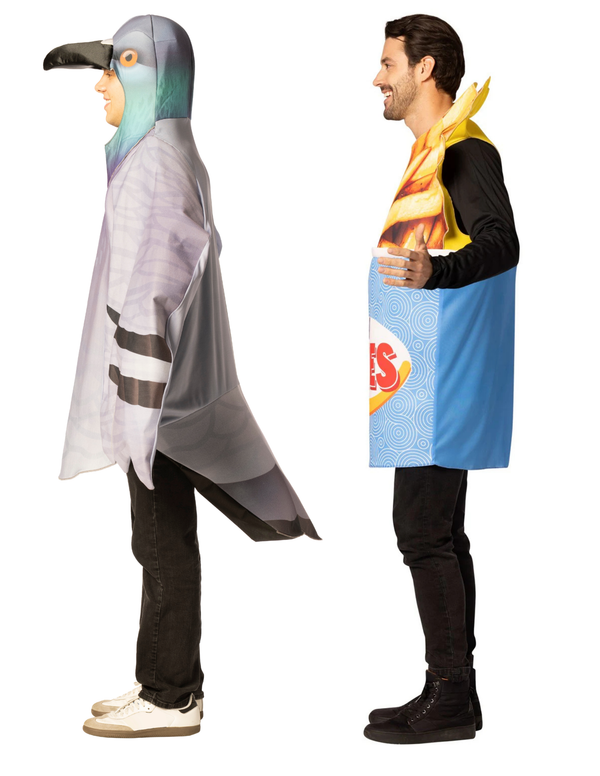 Pigeon & Festival Fries Bucket Couple Costume, One Size Fits Most Adults
