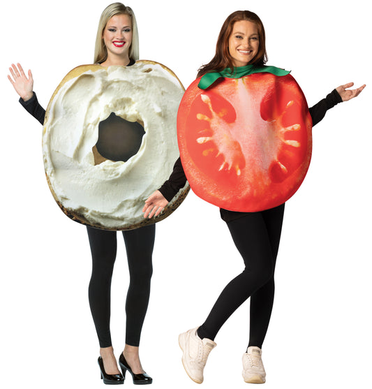 Bagel with Cream Cheese & Tomato Slice Couple Costume, One Size Fits Most Adults