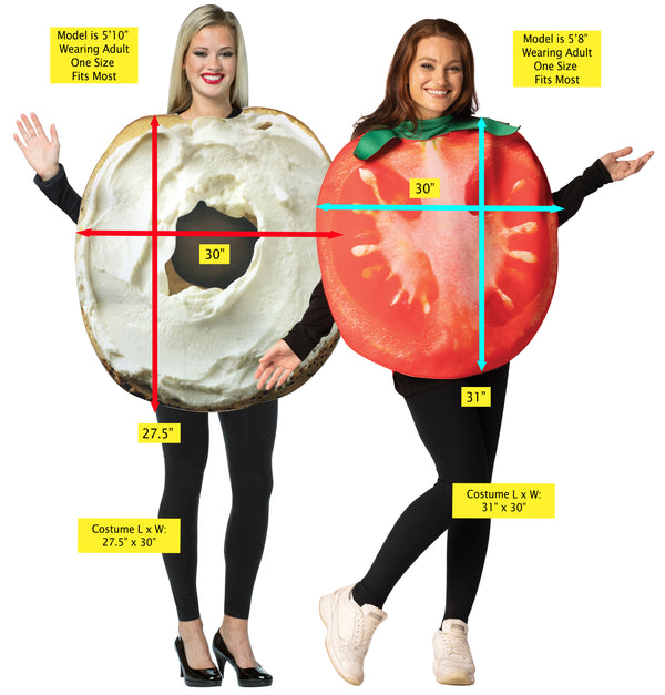 Bagel with Cream Cheese & Tomato Slice Couple Costume, One Size Fits Most Adults