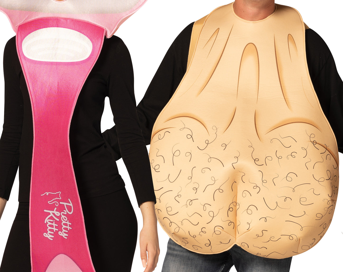 Pink Razor & Male Ball Sac Couple Costume, One Size Fits Most Adults