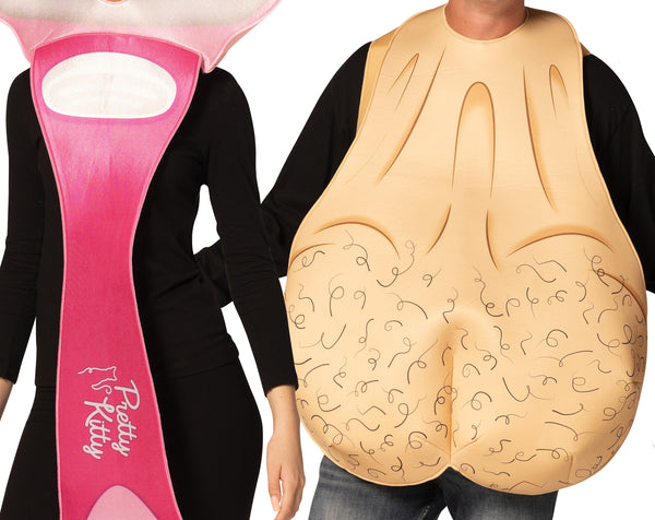 Pink Razor & Male Ball Sac Couple Costume, One Size Fits Most Adults