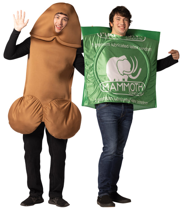 Mammoth Condom & Brown Penis Couple Costume, One Size Fits Most Adults