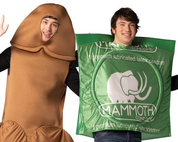 Mammoth Condom & Brown Penis Couple Costume, One Size Fits Most Adults