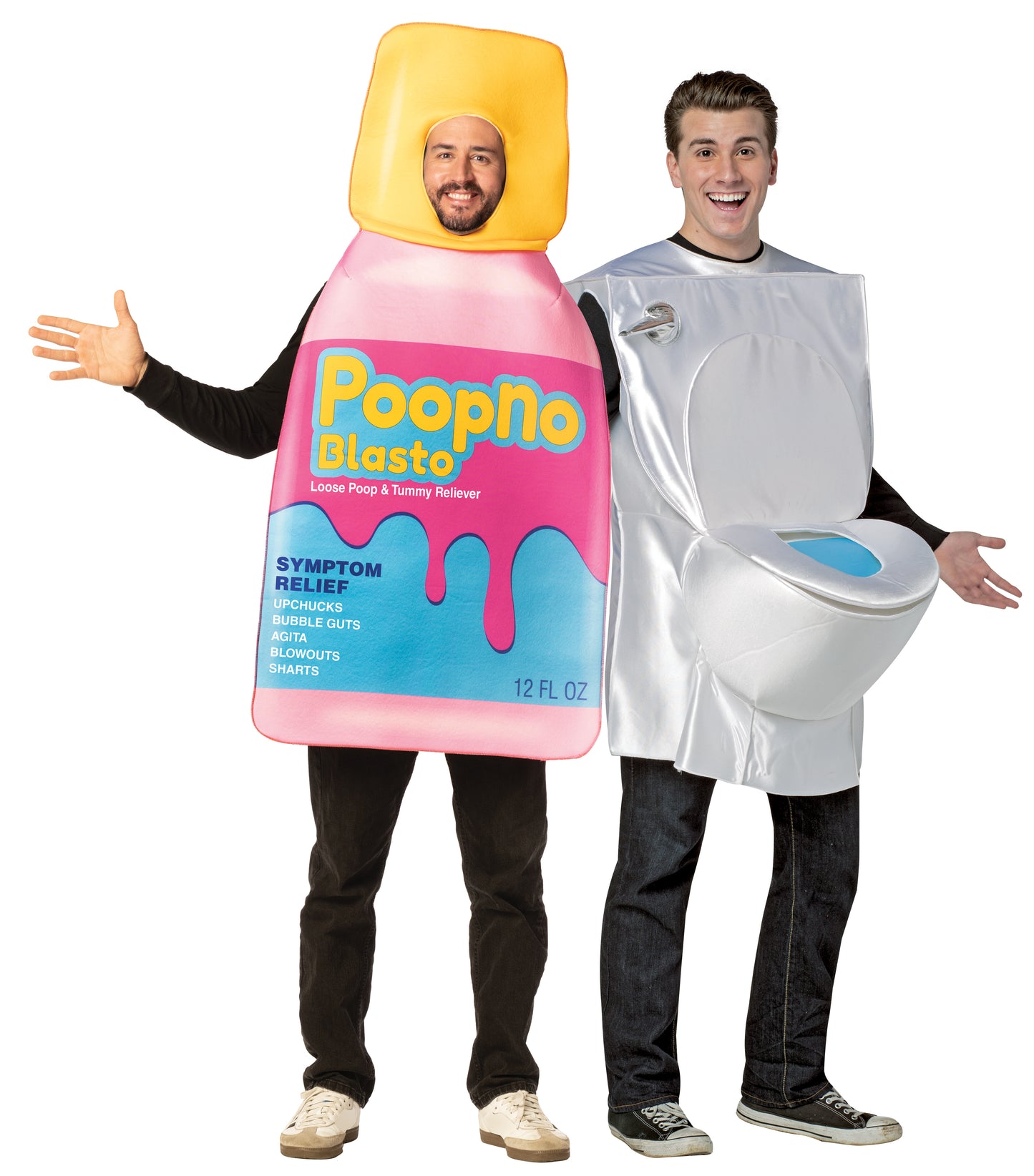 Poop No Blasto Pink Tummy Relief & Toilet Couple Costume, One Size Fits Most Adults