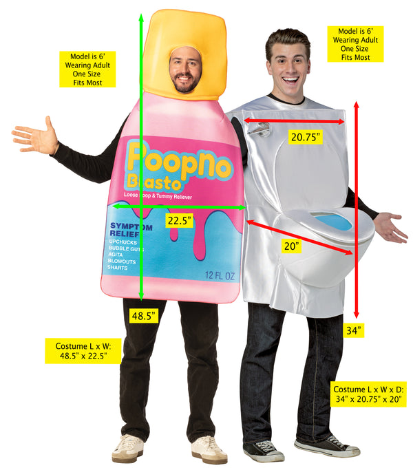 Poop No Blasto Pink Tummy Relief & Toilet Couple Costume, One Size Fits Most Adults