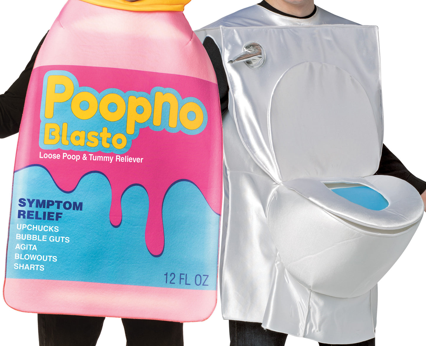 Poop No Blasto Pink Tummy Relief & Toilet Couple Costume, One Size Fits Most Adults