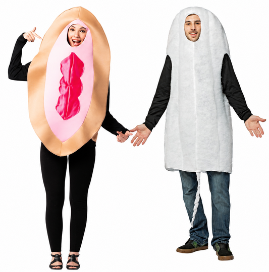 Beige Vagina and Tampon Couple Costume, One Size Fits Most Adults