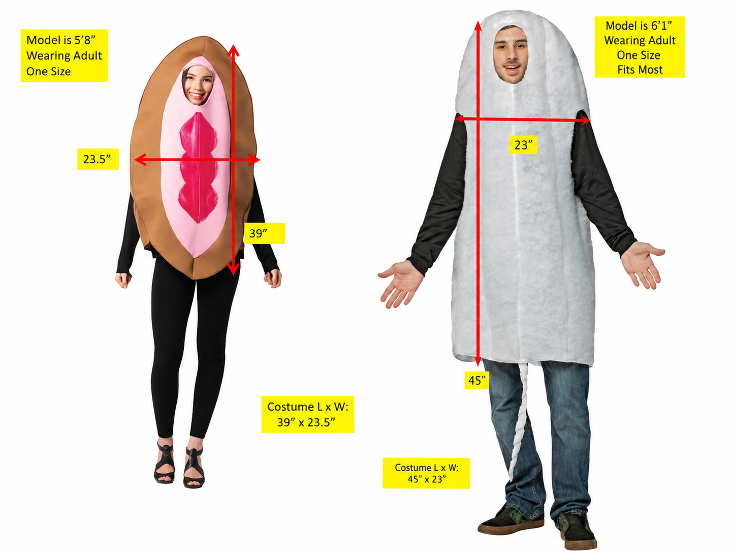 Brown Vagina and Tampon Couple Costume, One Size Fits Most Adults (Copy)