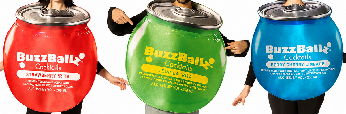 BuzzBallz Strawberry 'Rita, Tequila 'Rita & Berry Cherry Limeade Group Costume, Adult One Size